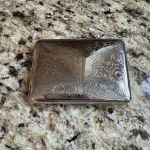Elegant Silver Engraved Business Card Holder